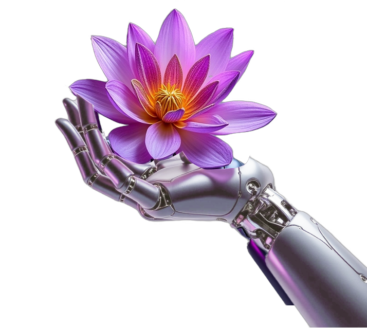 AI Robot Hand with Flower